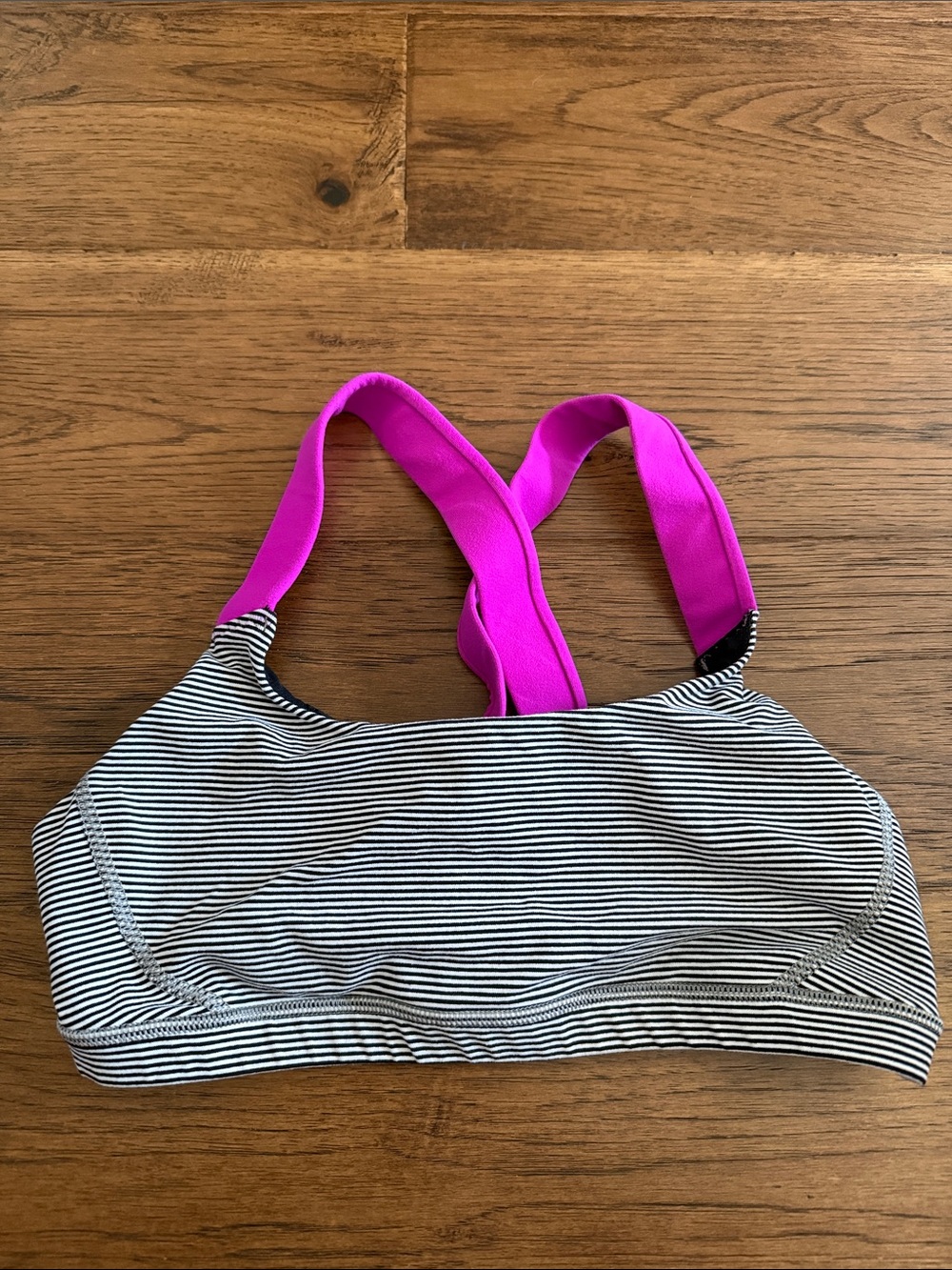 American eagle Striped Sports Bra with Hot Pink Straps